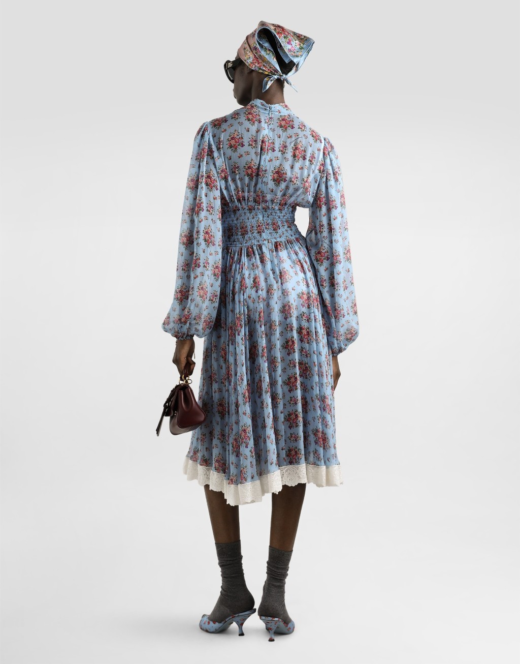 小花束印花雪纺连衣裙3