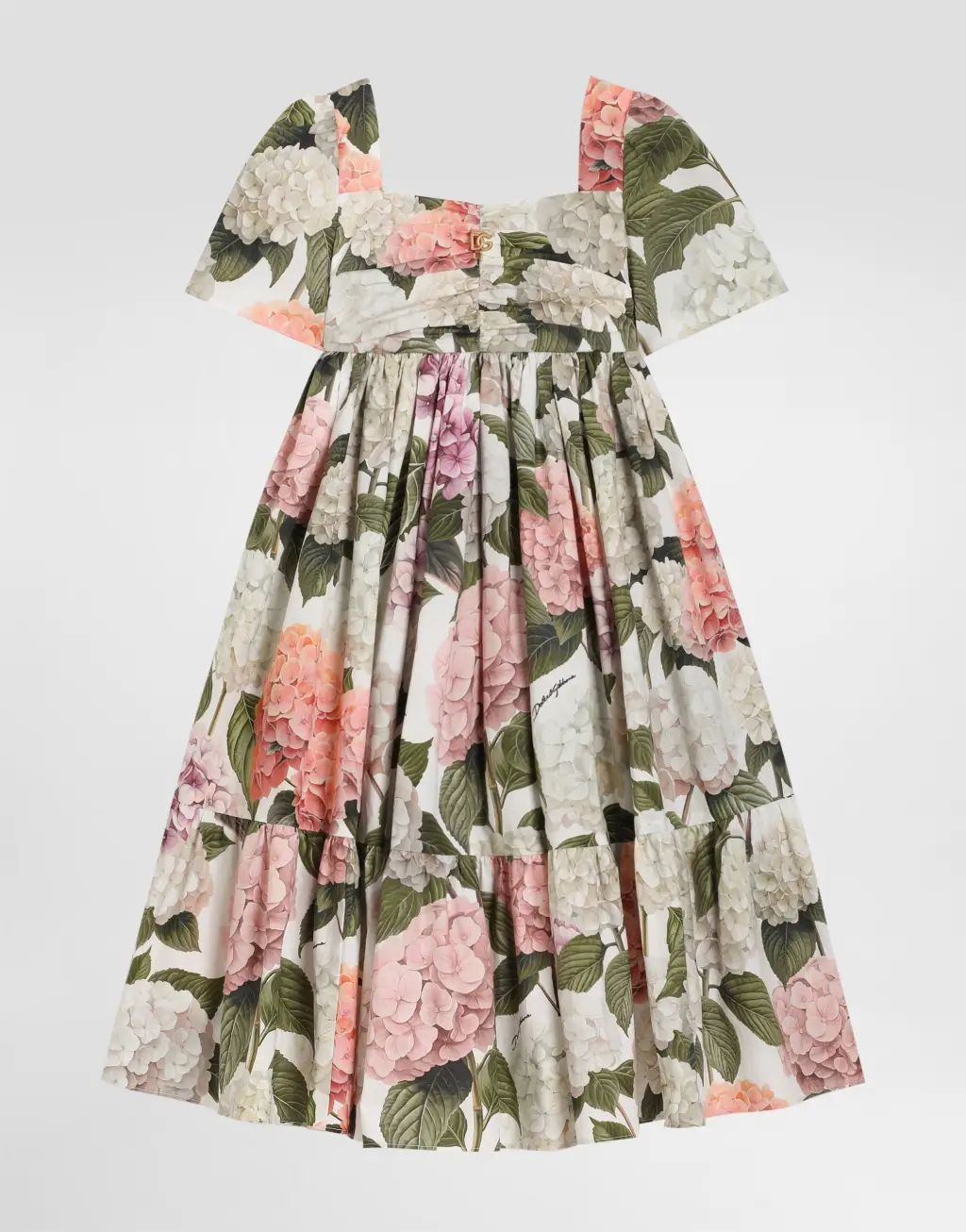 绣球花印花府绸连衣裙