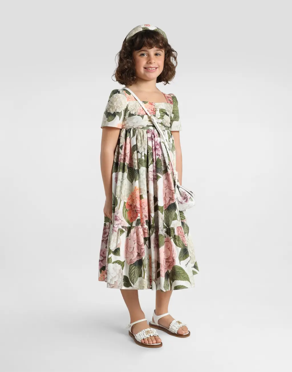 绣球花印花府绸连衣裙