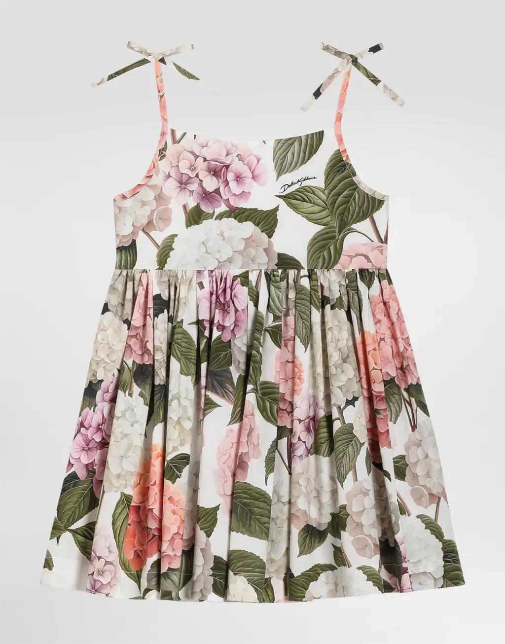 绣球花印花府绸连衣裙