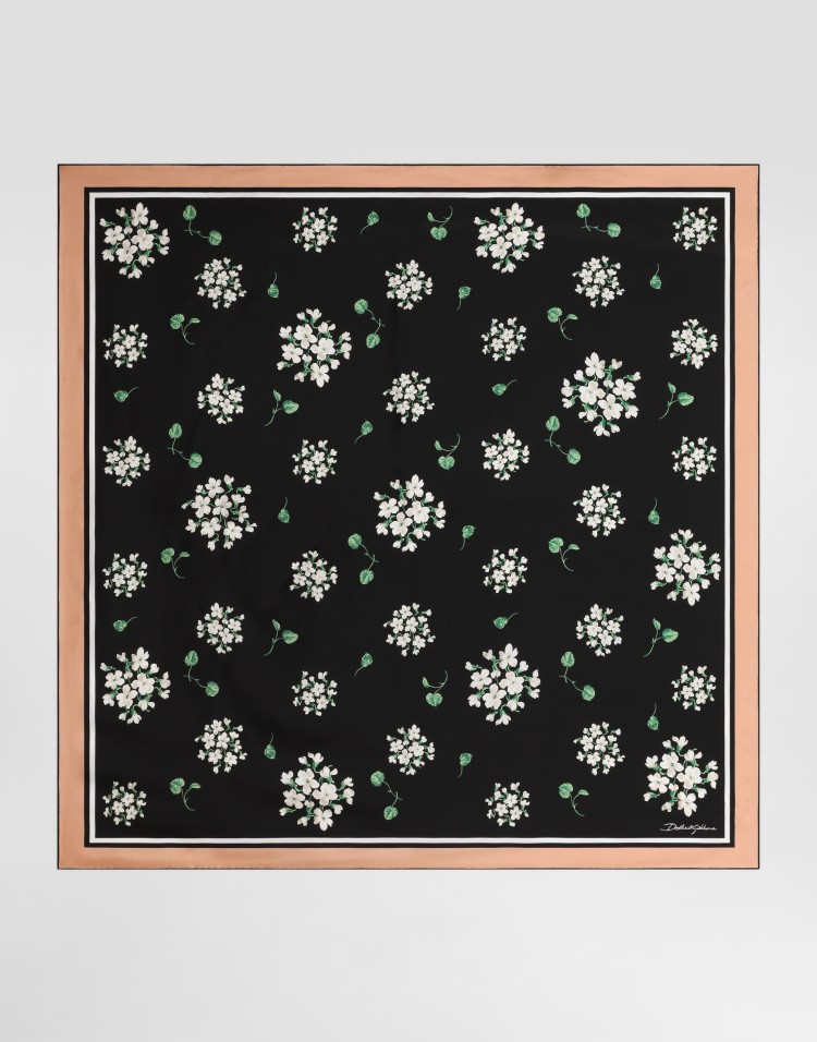 90x90 天竺葵印花真丝斜纹丝巾