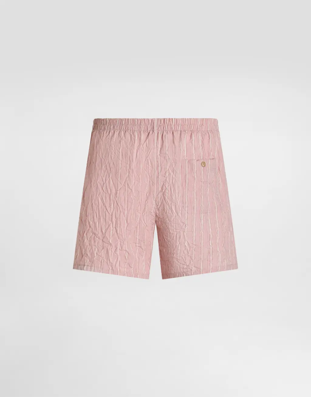 褶皱条纹面料平角短裤