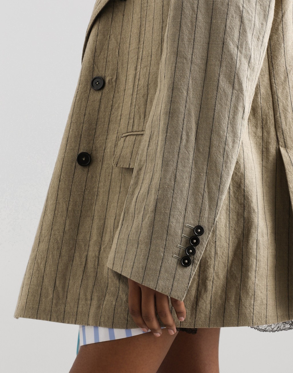 双排扣羊毛亚麻细条纹夹克5