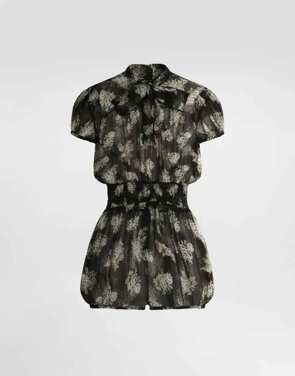 小花束印花雪纺连身裤