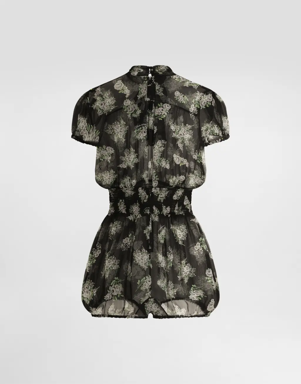 小花束印花雪纺连身裤