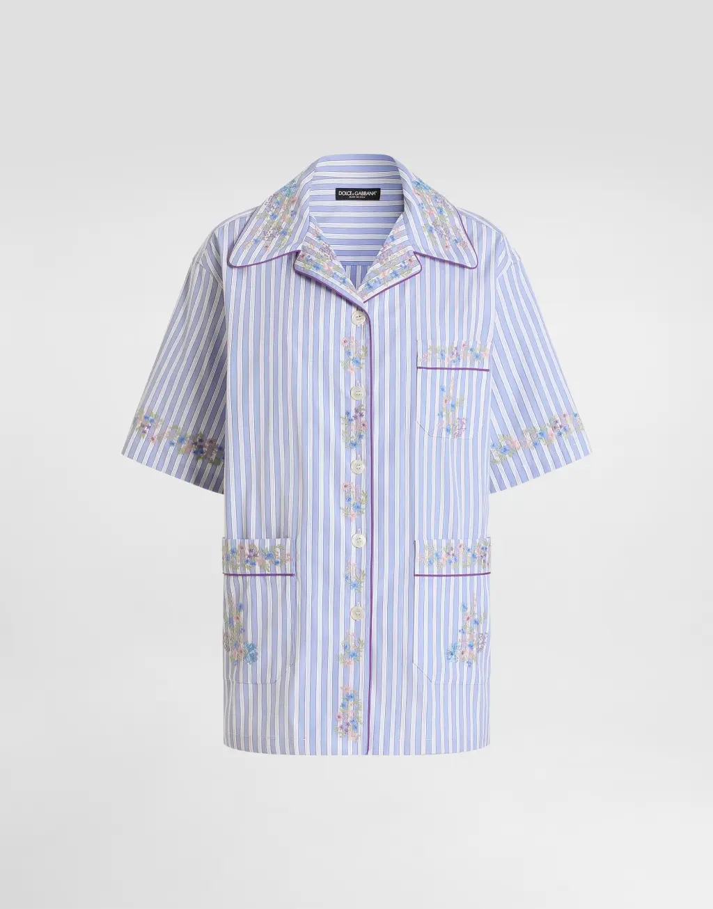 花卉刺绣棉质衬衫