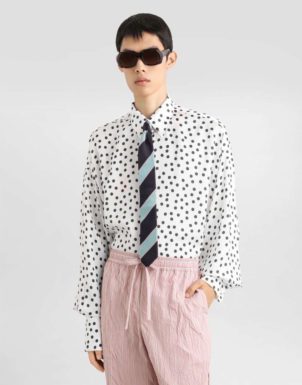 波点印花波浪真丝衬衫2