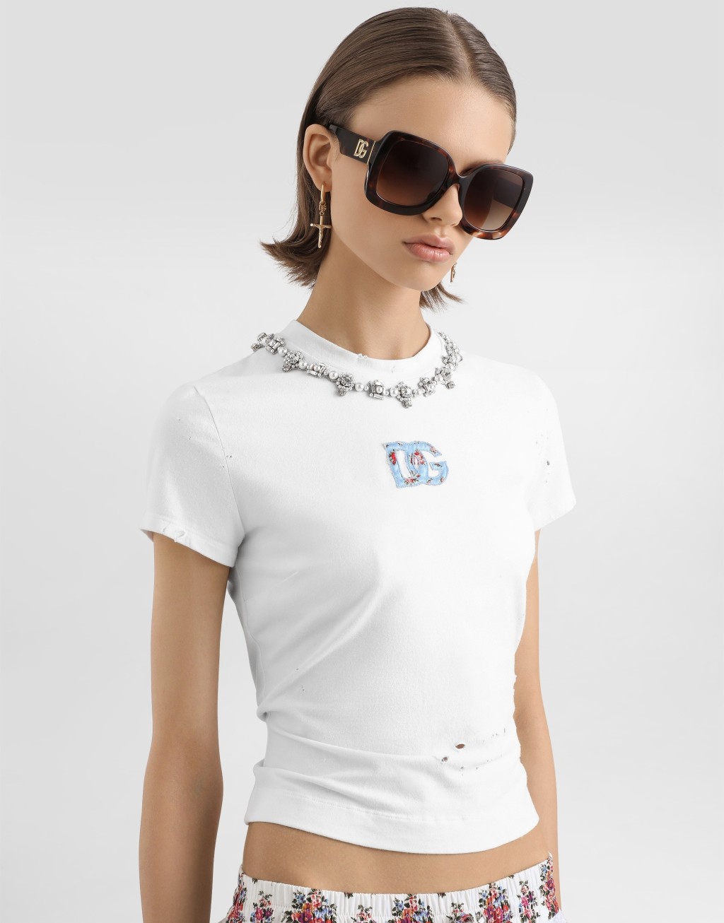 针织T恤 饰以DG贴布与水晶4