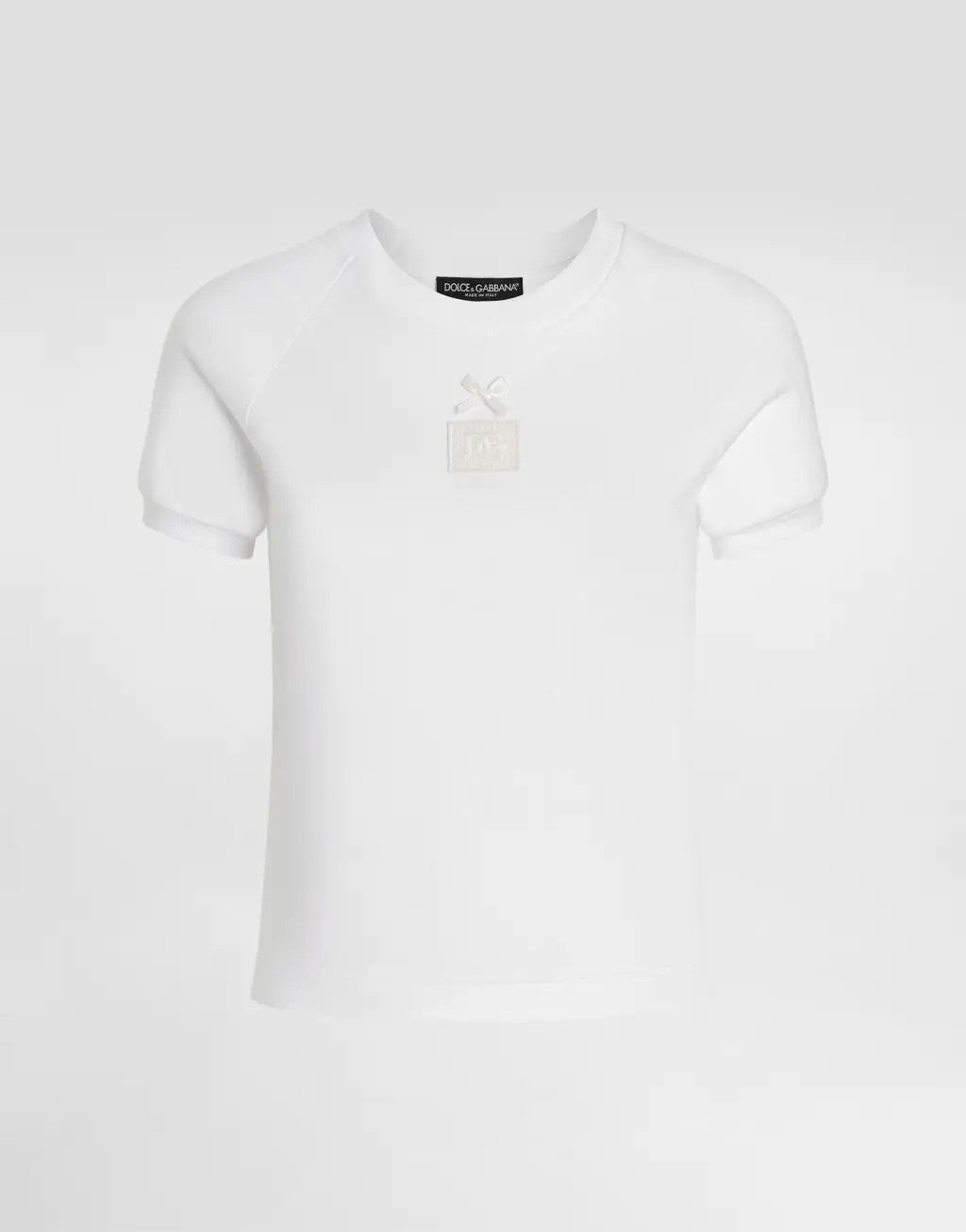 针织T恤 饰以刺绣标签