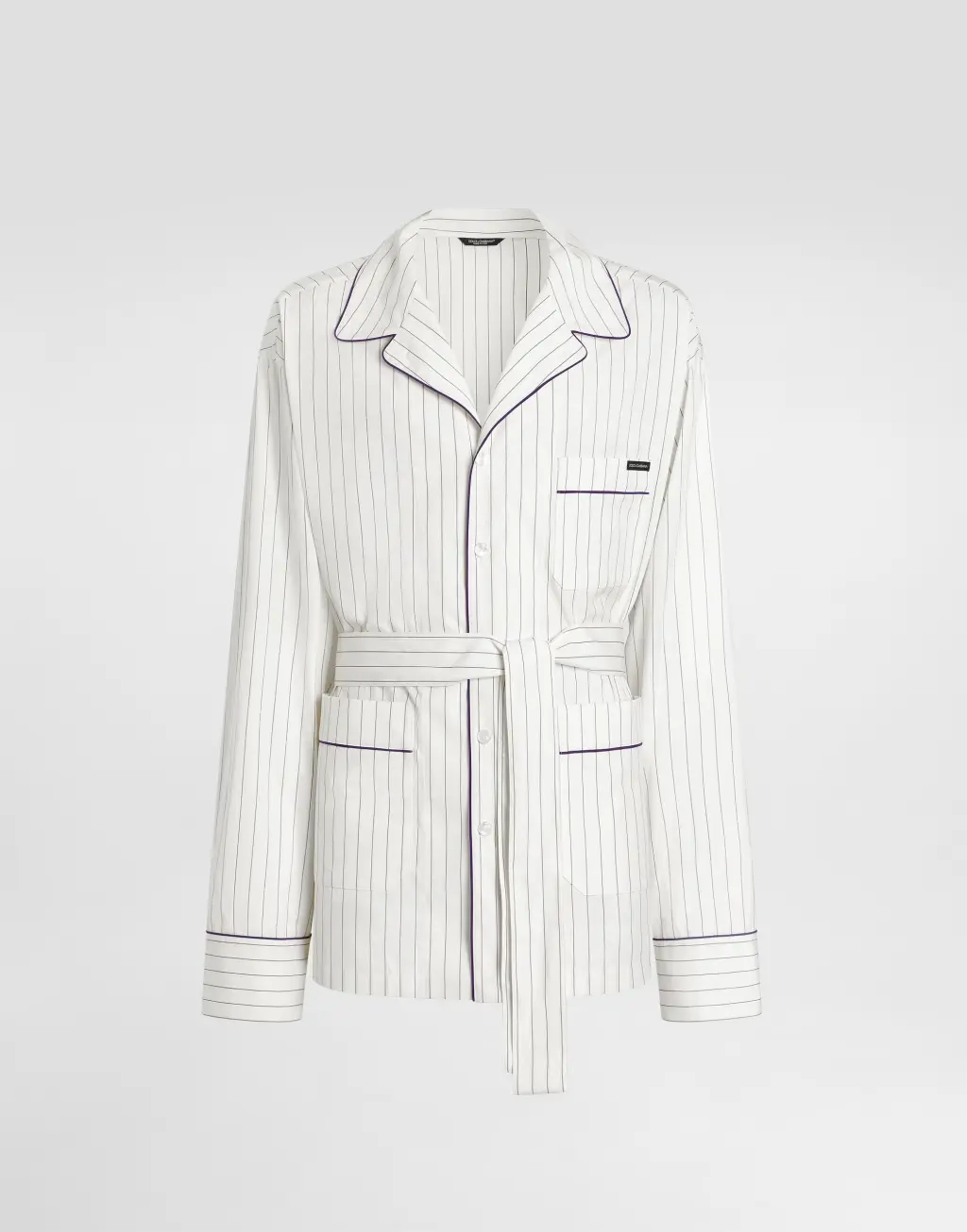 条纹府绸华丽家居袍