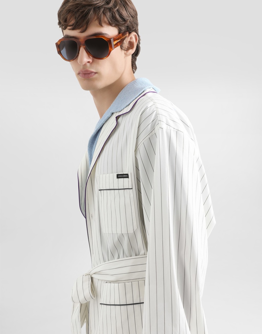 条纹府绸华丽家居袍5