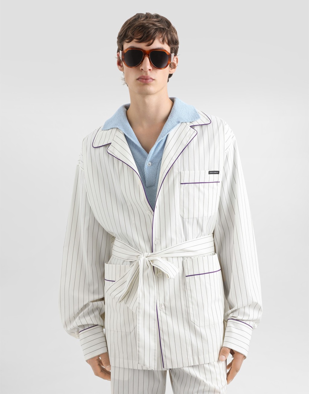 条纹府绸华丽家居袍4