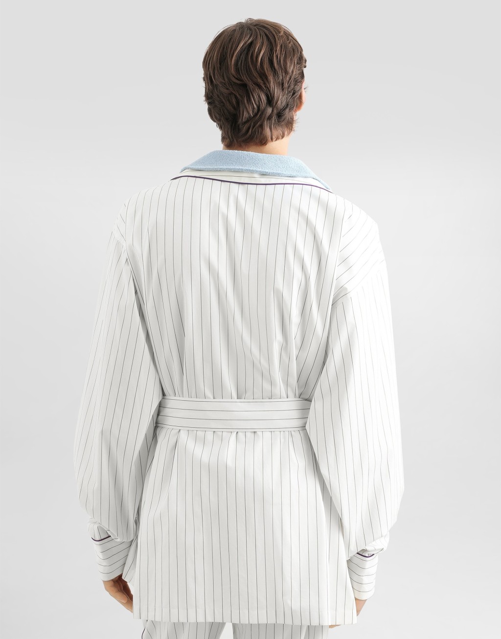 条纹府绸华丽家居袍6