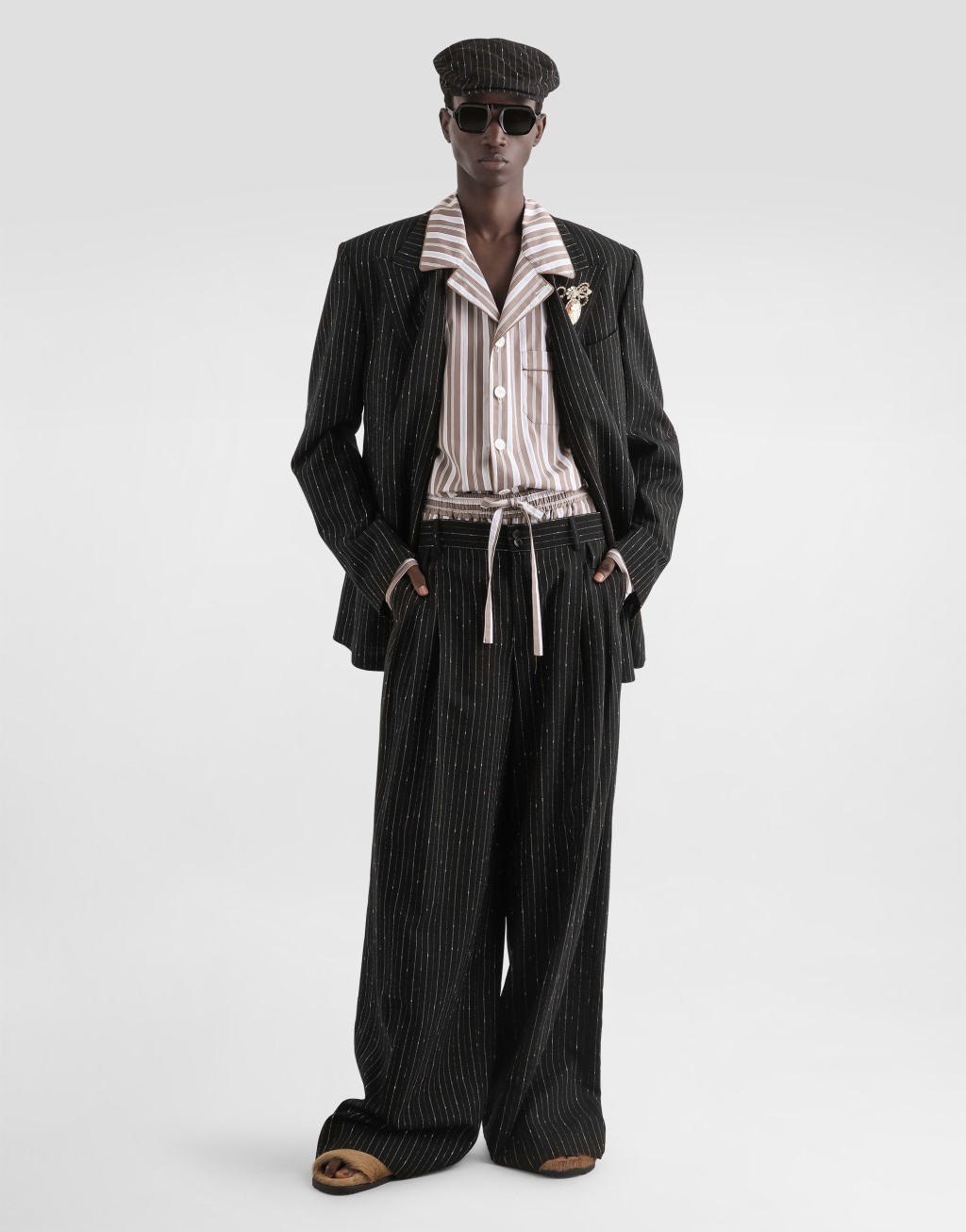 条纹府绸华美长裤2