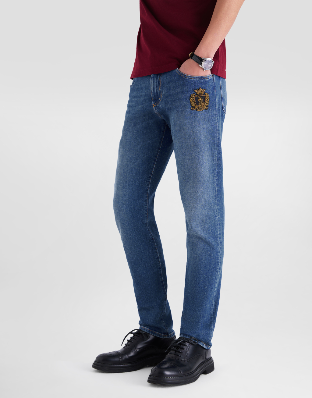 拼贴装饰牛仔长裤4