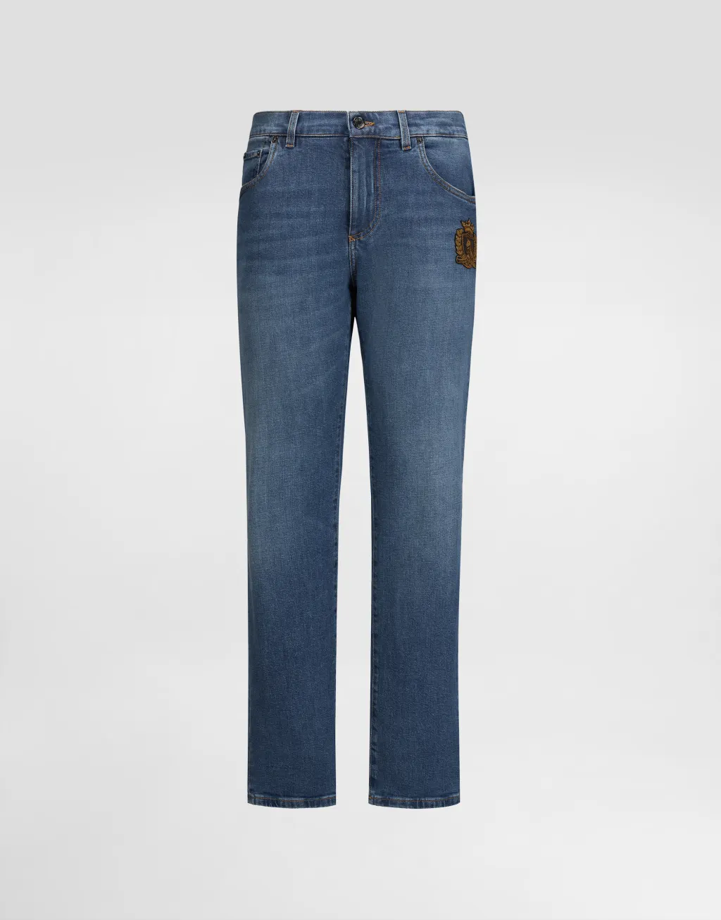 拼贴装饰牛仔长裤