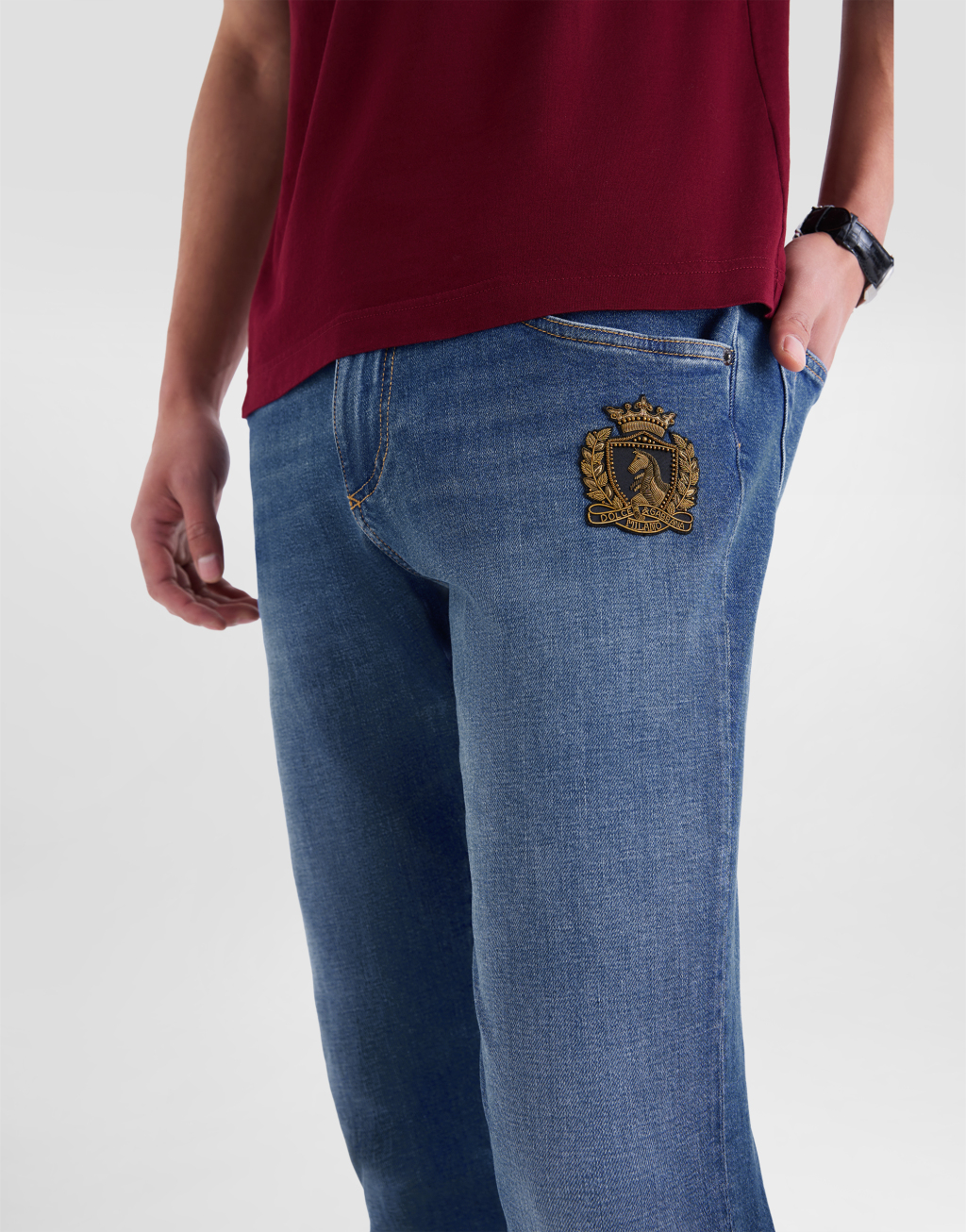 拼贴装饰牛仔长裤5