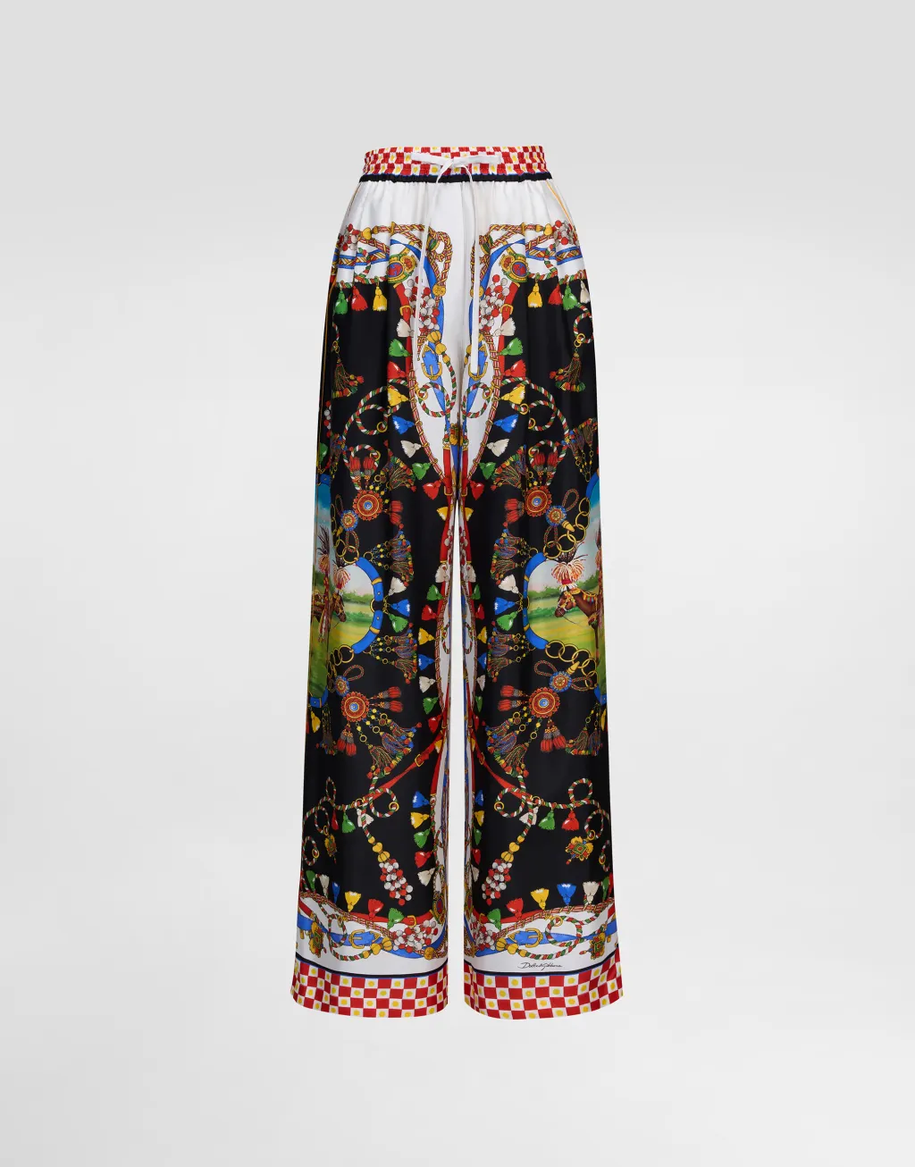 印花真丝斜纹长裤