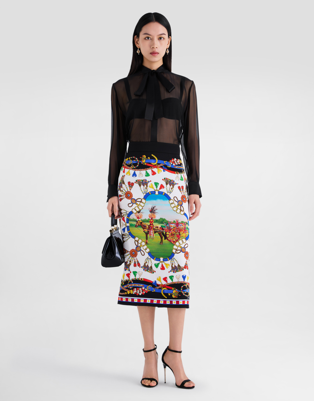 印花真丝缎半裙2