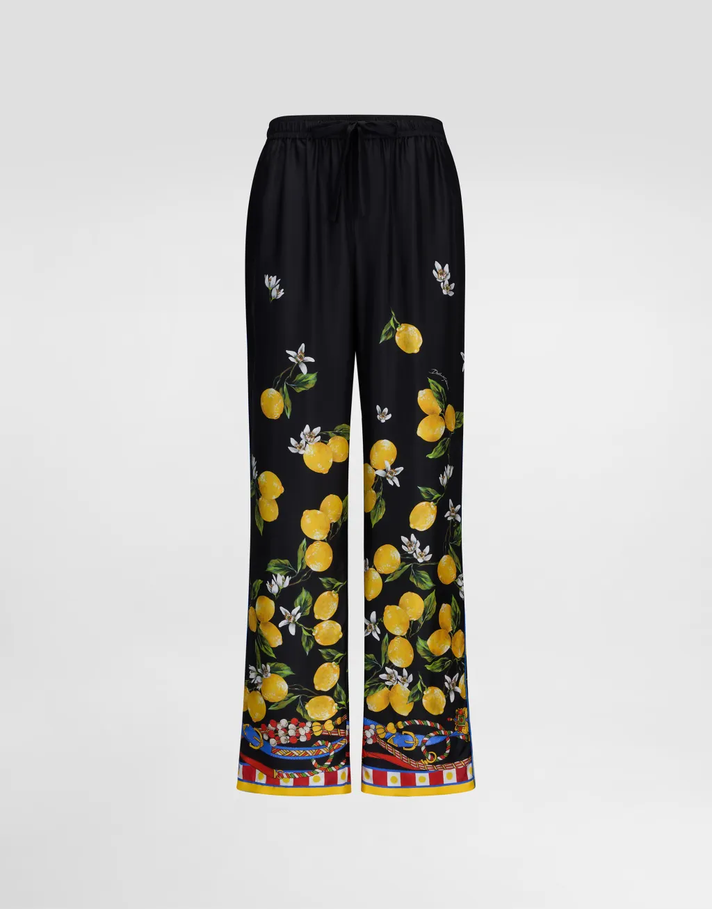 印花真丝斜纹长裤