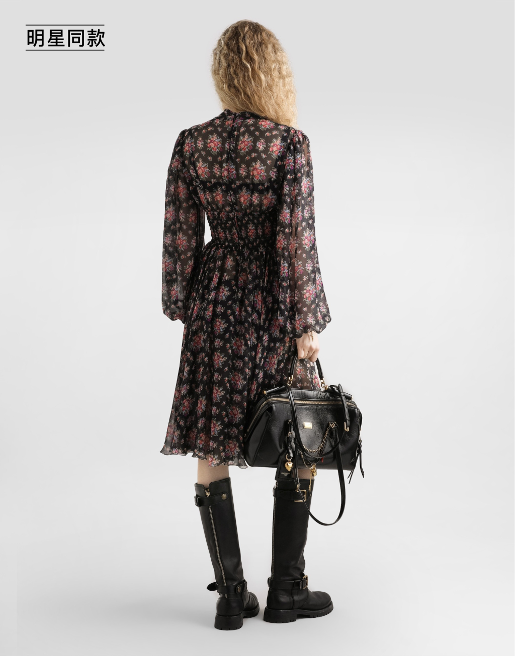 【雪纺裙】明星同款碎花印花雪纺长袖连衣裙3