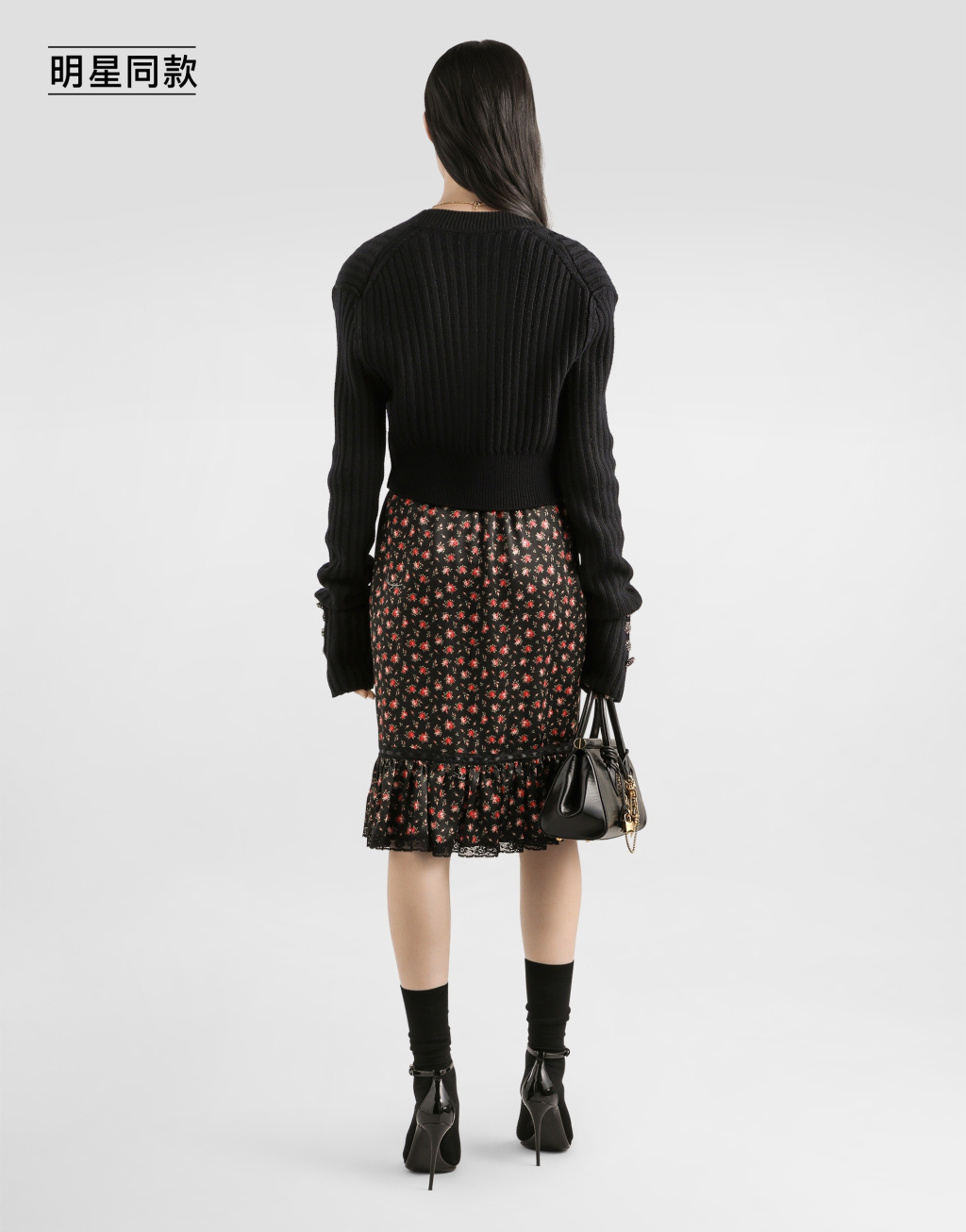 明星同款错位罗纹羊毛开衫：3