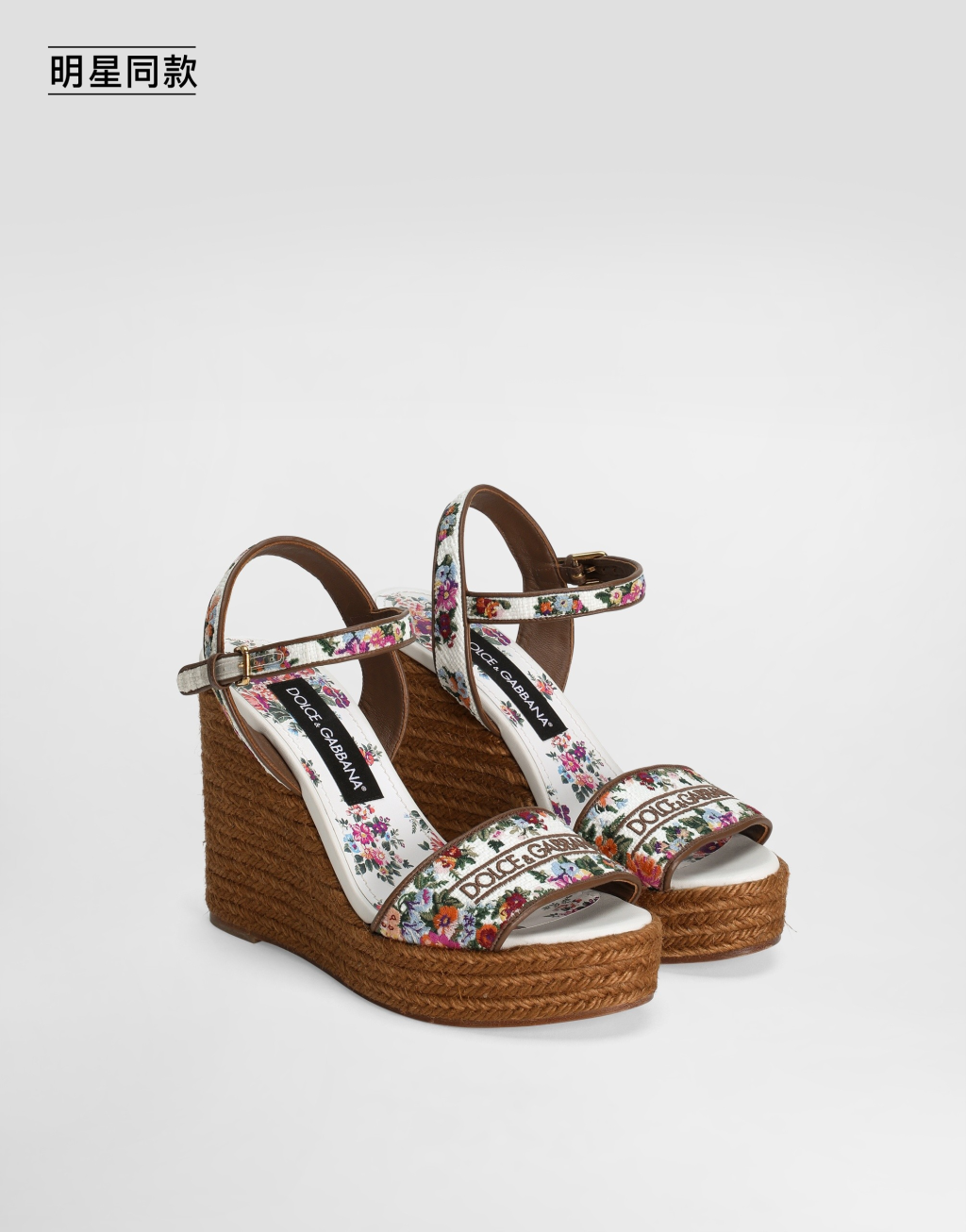 明星同款刺绣纳帕皮革坡跟凉鞋2