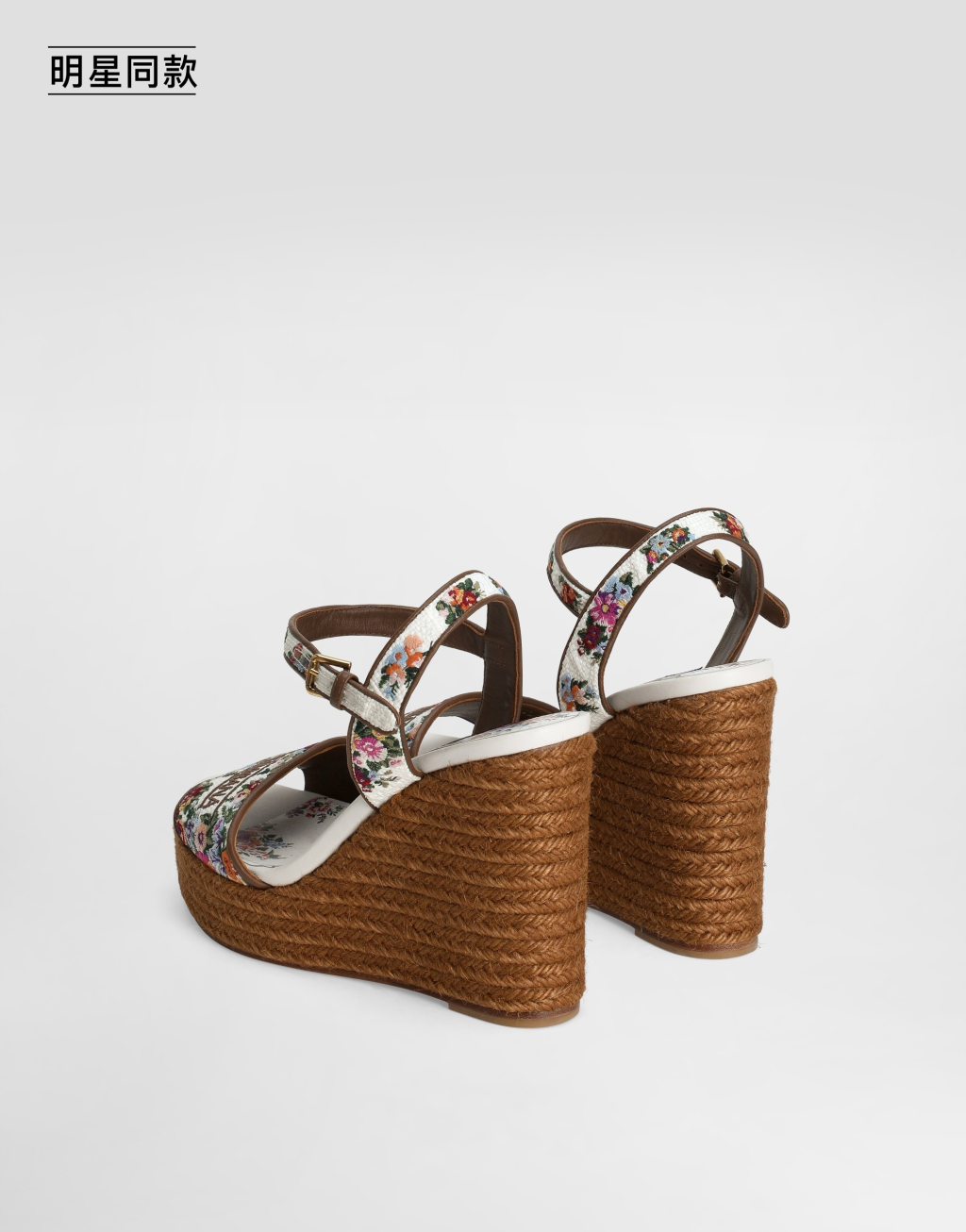 明星同款刺绣纳帕皮革坡跟凉鞋3