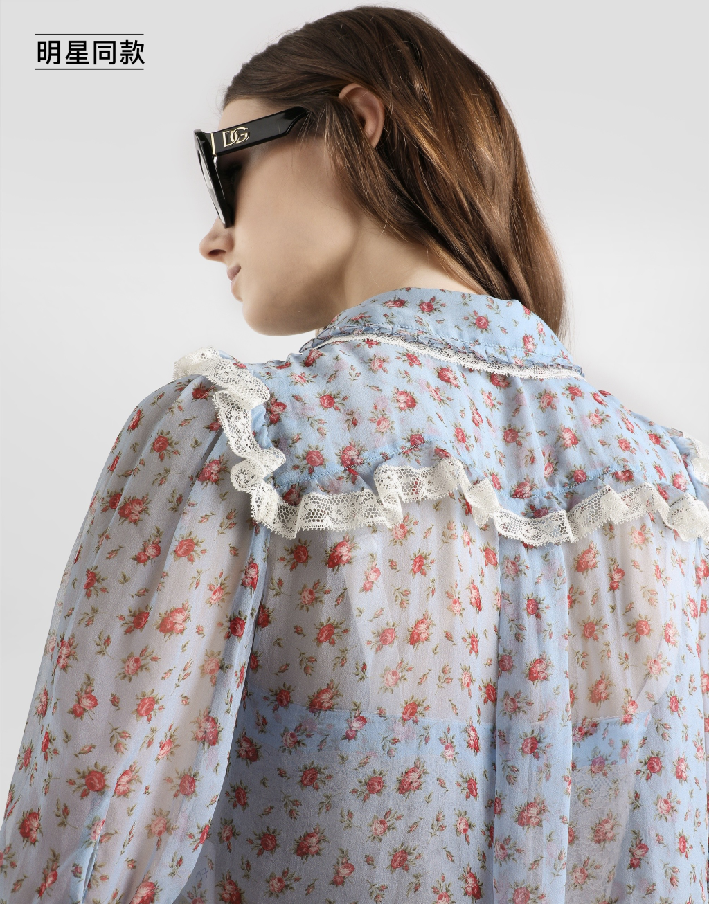 明星同款雪纺小玫瑰印花衬衫5