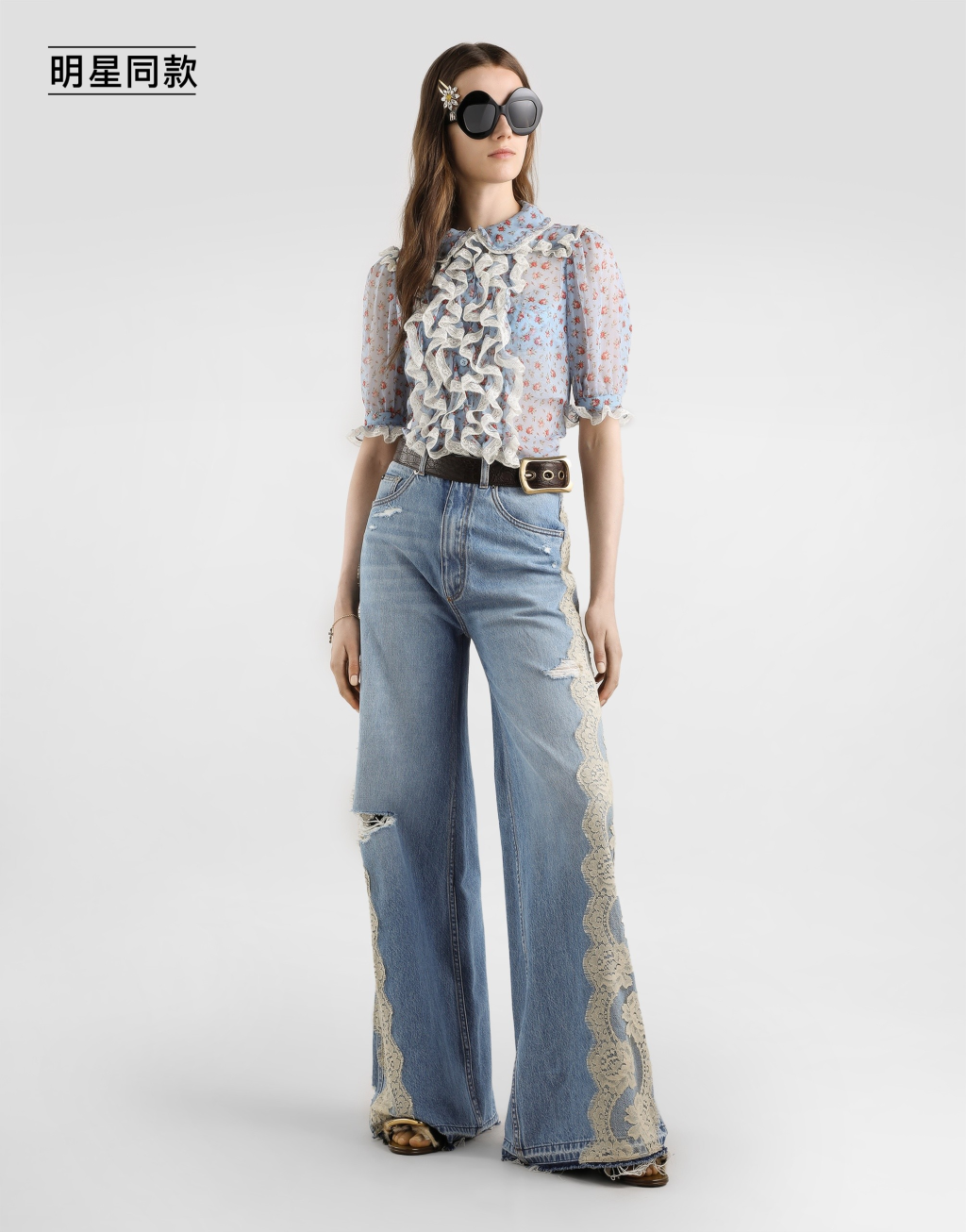 明星同款雪纺小玫瑰印花衬衫2