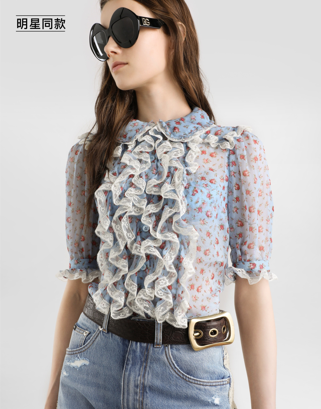 明星同款雪纺小玫瑰印花衬衫4