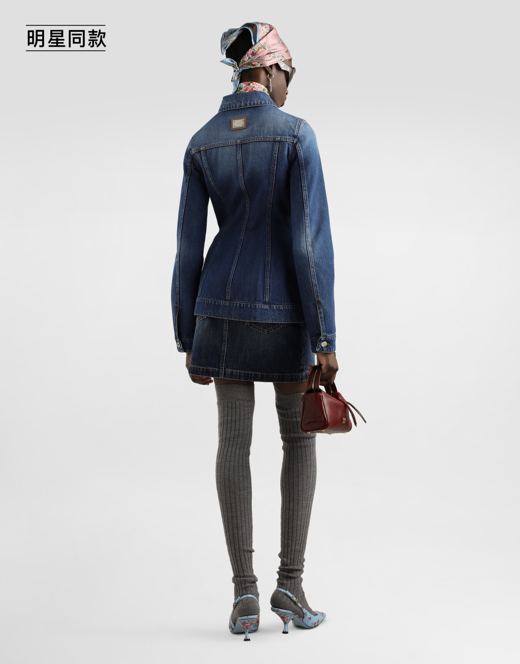 明星同款夹克牛仔布单排扣3