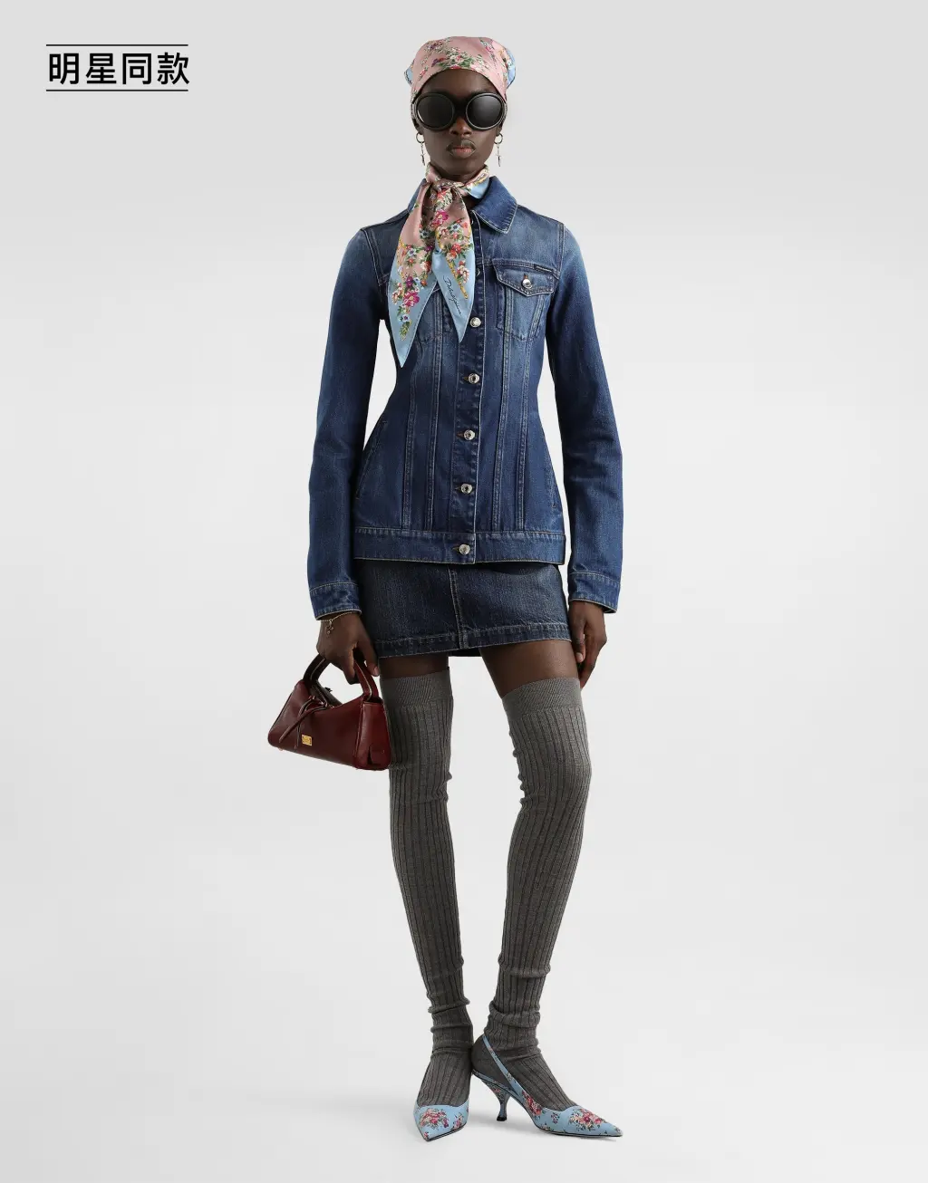 明星同款夹克牛仔布单排扣