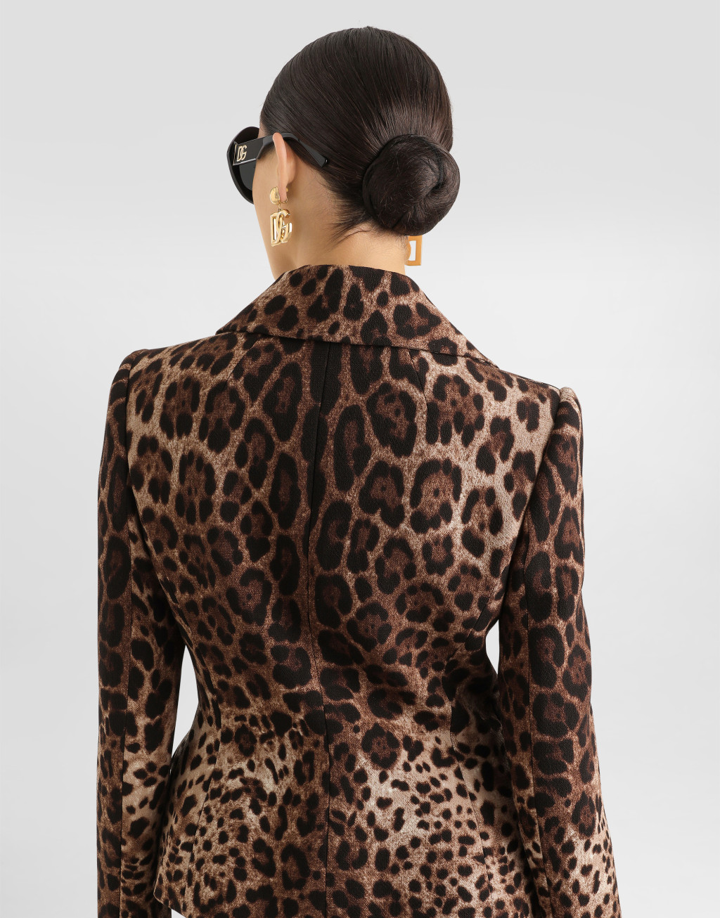 豹纹印花双层绉绸单排扣夹克5