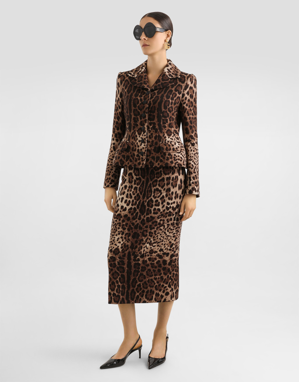 豹纹印花双层绉绸单排扣夹克2