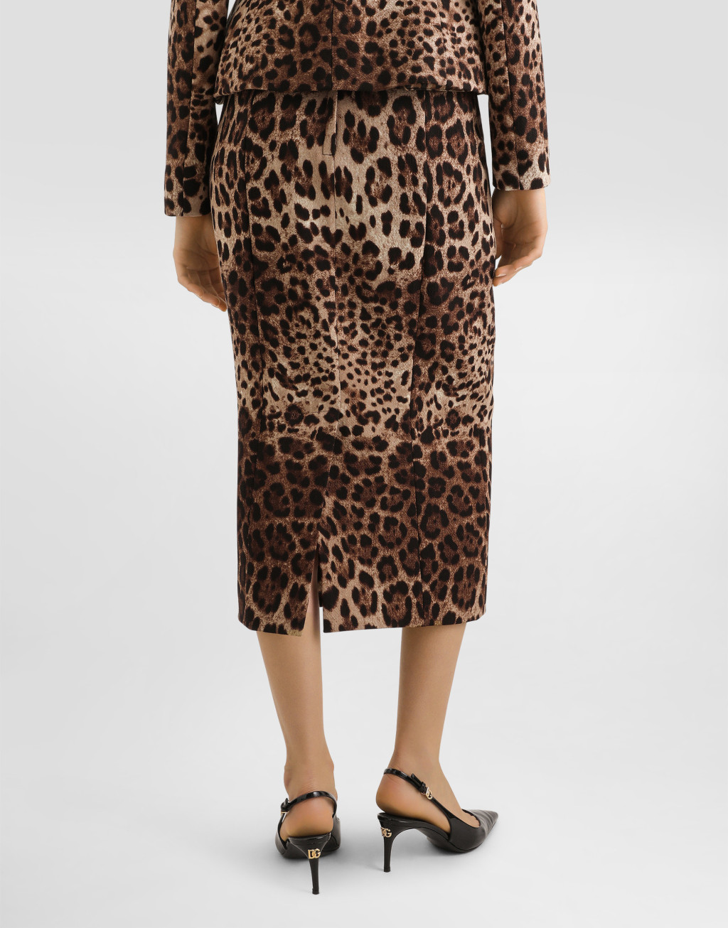 豹纹印花双层绉绸中长款半裙5