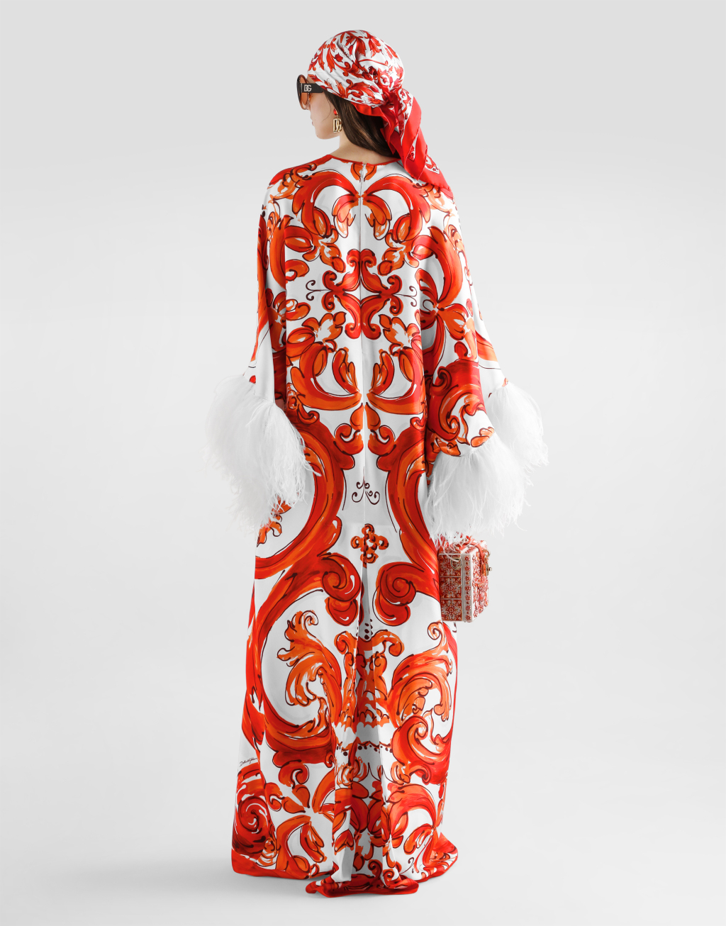 马约利卡印花长款 kaftan 连衣裙3