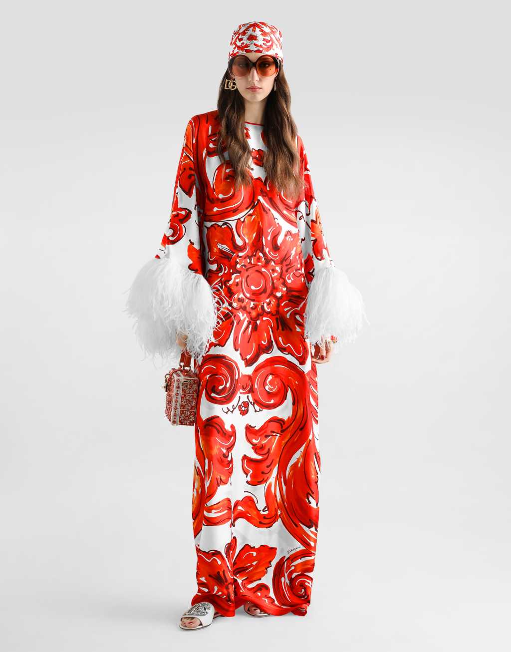 马约利卡印花长款 kaftan 连衣裙2