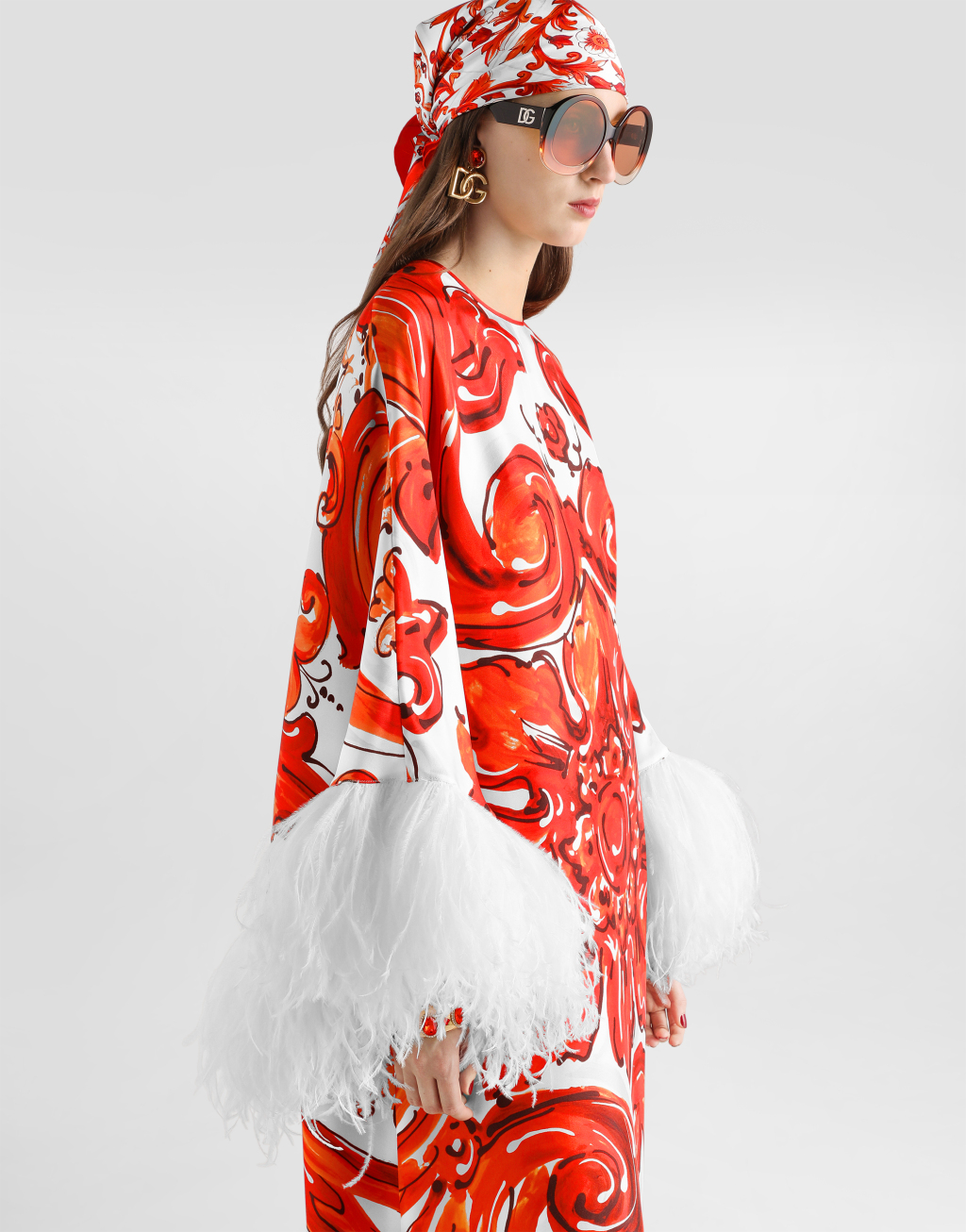 马约利卡印花长款 kaftan 连衣裙4