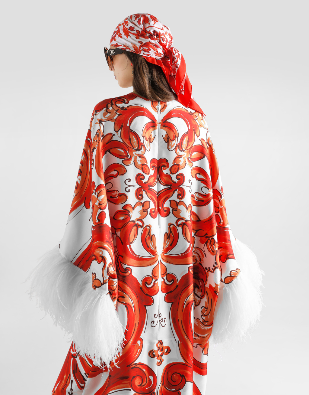 马约利卡印花长款 kaftan 连衣裙5