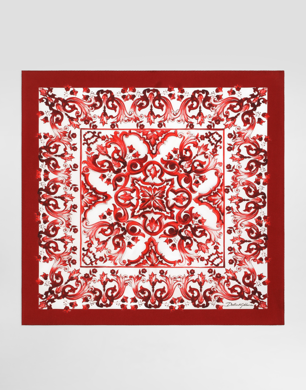 马约利卡印花 50x50 斜纹绸丝巾1