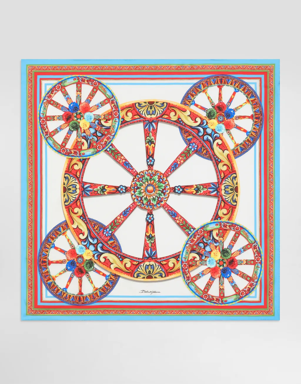 90x90 Carretto 印花真丝斜纹绸方巾