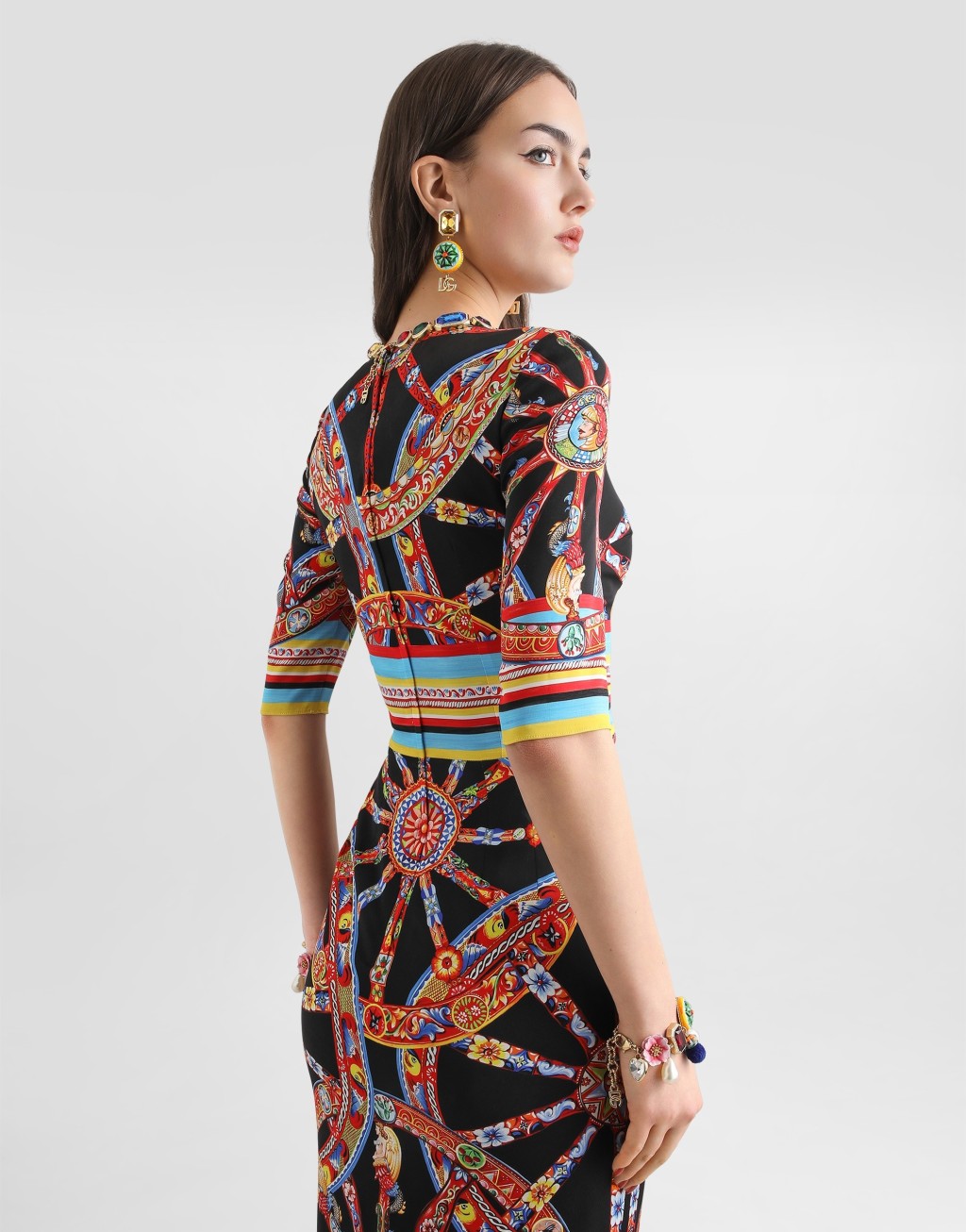 Carretto 印花缎面真丝连衣裙5