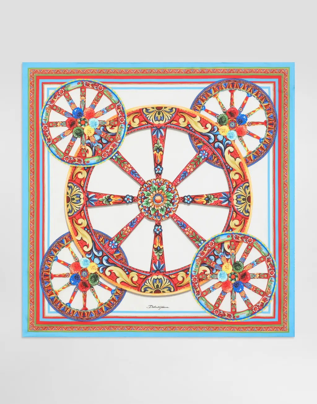 90x90 Carretto 印花真丝斜纹绸方巾