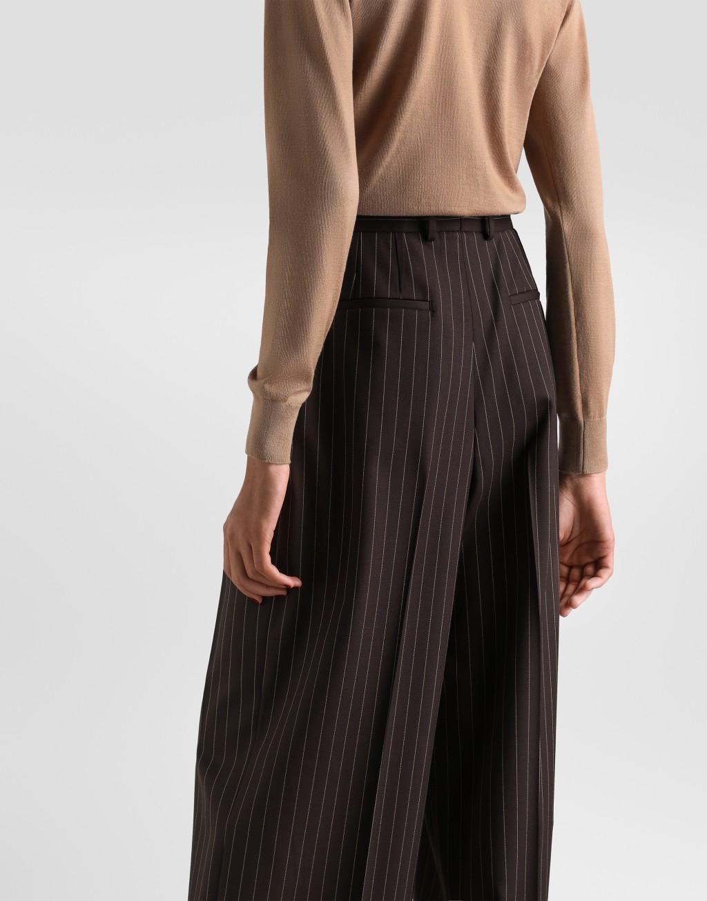 细条纹羊毛长裤5