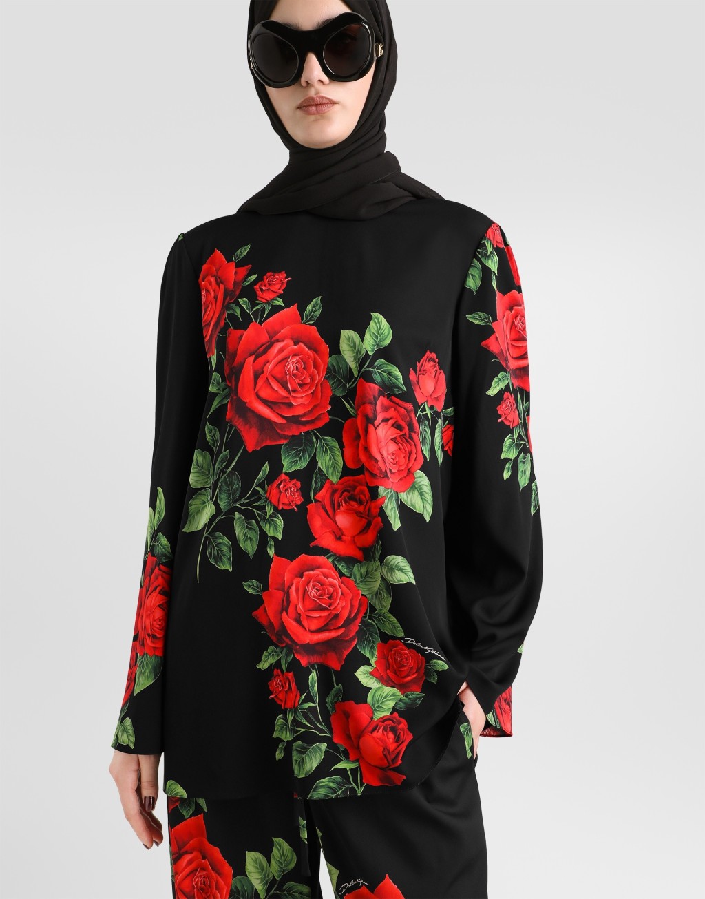玫瑰印花查米尤斯缎面上衣4