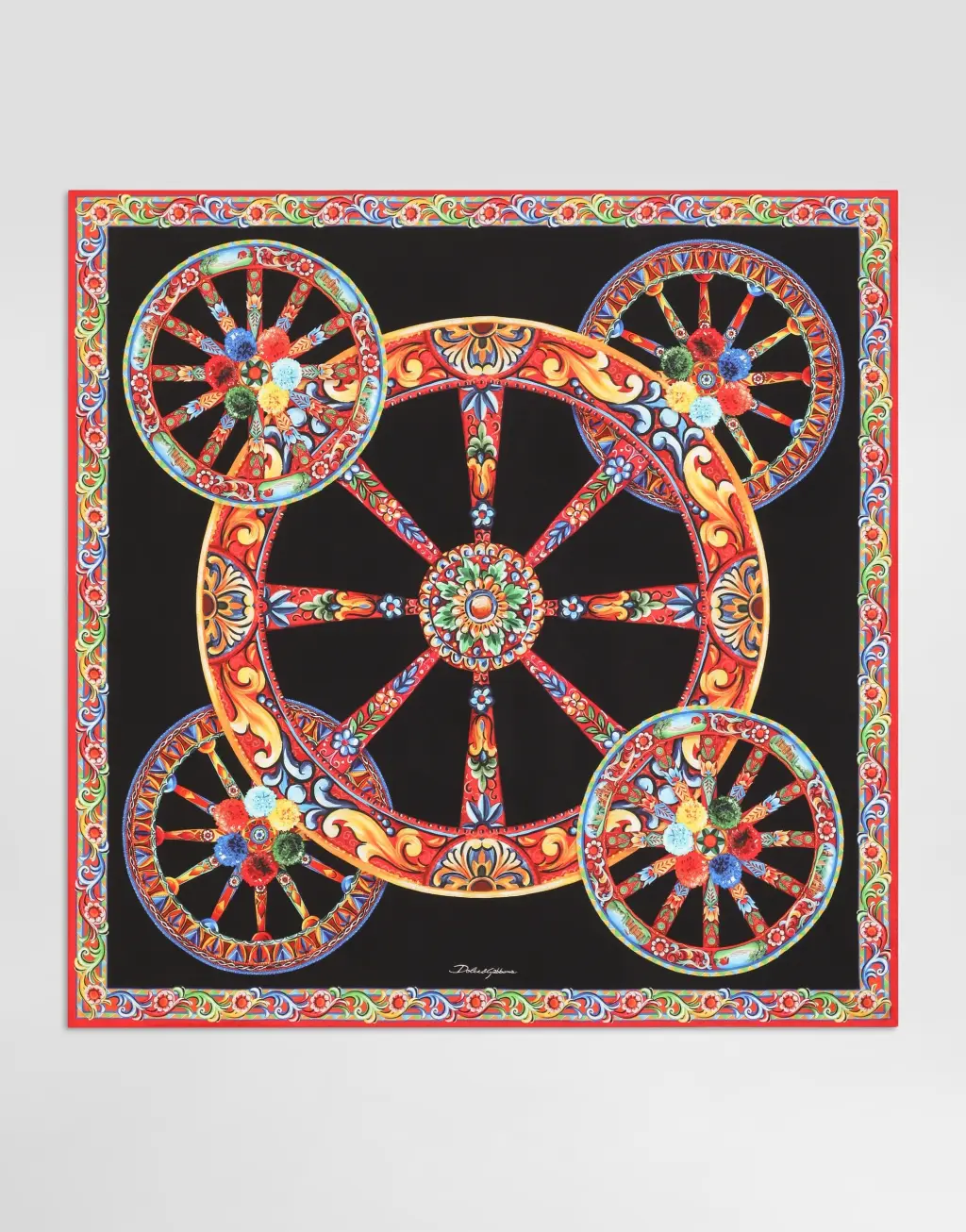 90x90 Carretto 印花真丝斜纹绸方巾
