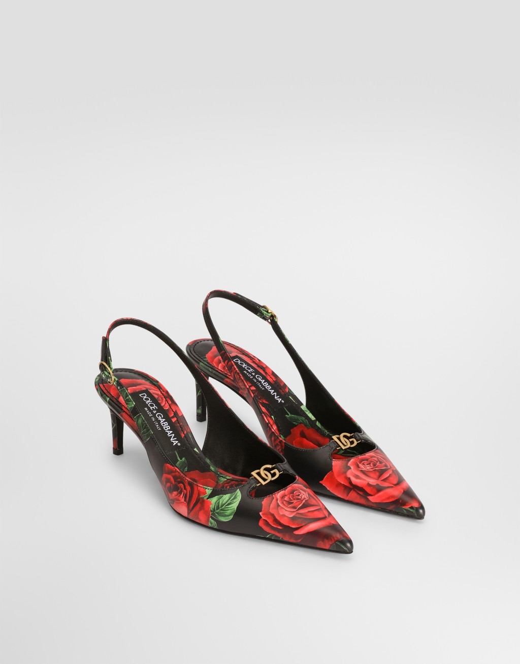 玫瑰印花牛皮革后空鞋3